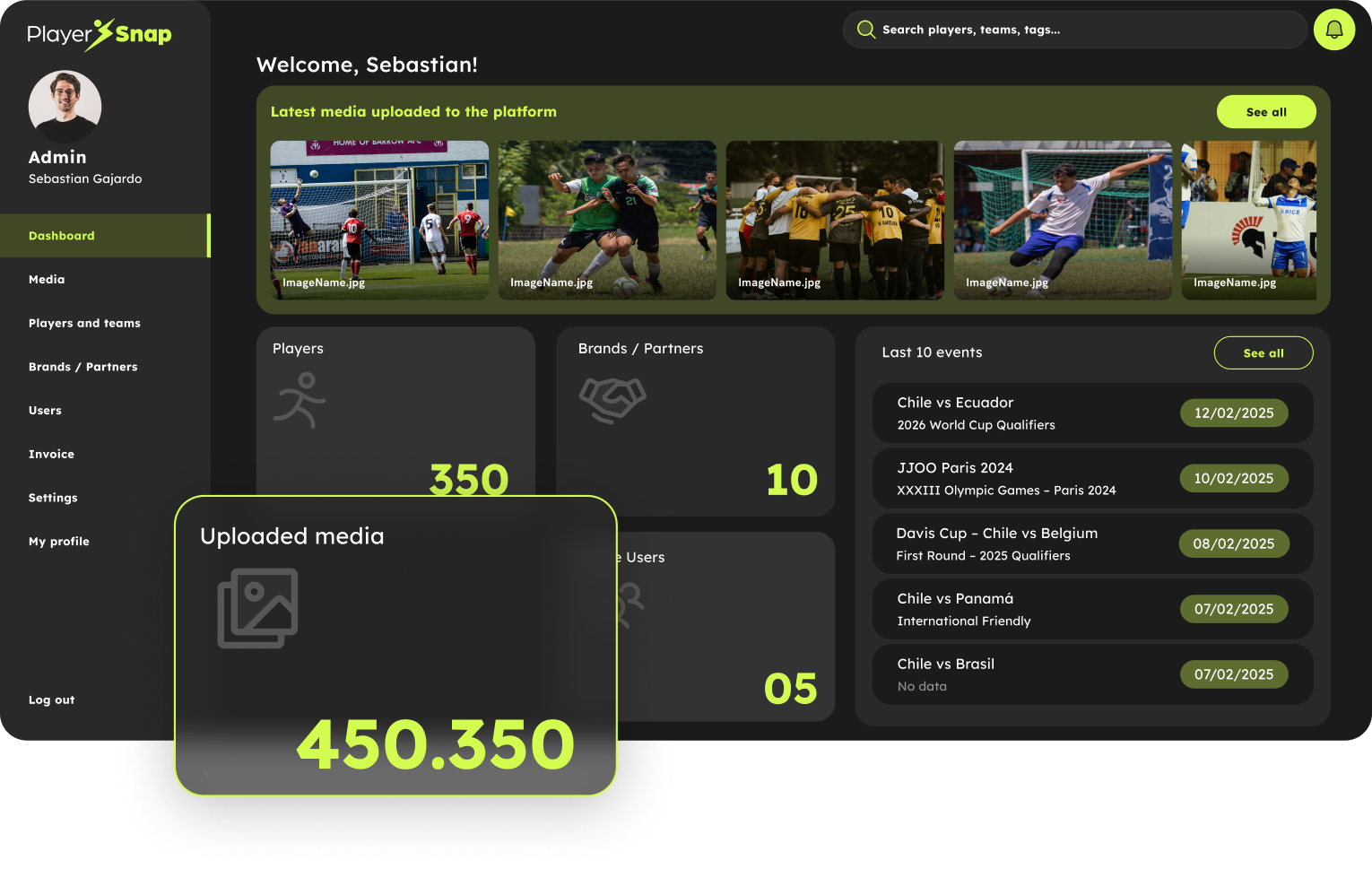 PlayerSnap Dashboard Preview